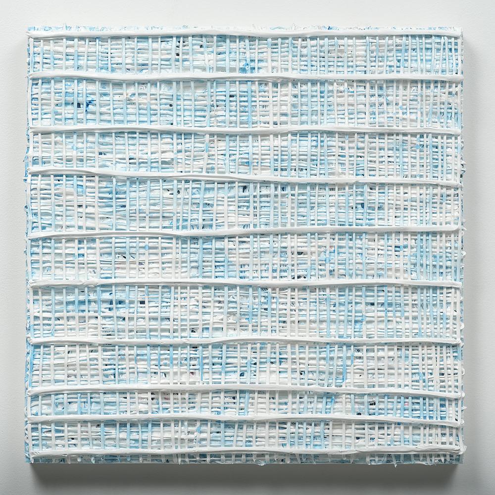 Vicky Christou Artwork | Minimalist, sculptural, textile-inspired, colour field grid paintings.